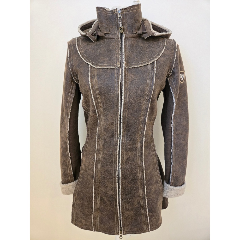 KÜHL Projekt Faux Shearling Fleece Lined Hooded Jacket‎ Brown Small